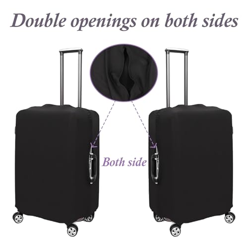 Klmnop 3 Pack Suitcase Covers for Luggage 18-28 Inch - Elastic, Scratch-Resistant Luggage Protectors | Washable Travel Luggage Cover Set(Black) - color: Black-SML