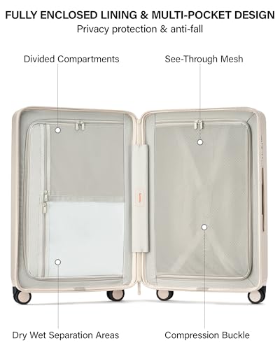 Hanke Upgraded Elite 2 Piece Luggage Set, 20 Inch Carry On & 29 Inch Extra Large Checked Suitcase, PC Hard Shell Suitcases with Wheels, TSA Lock, Explosion-Proof Zipper Travel Set,Ivory White - color: Off White, size: 2-Piece Set（20/29）