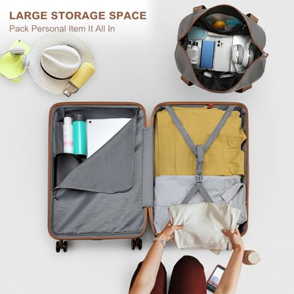 Kono Suitcase Set 3 Piece Luggage Set Expandable with Spinner Wheels - color: Apricot Grey, size: 6-piece set (Db/Tb/12/20/24/28)