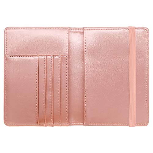 Coco Rossi Passport Holder for Travel Women Slim RFID Passport Cover Wallet - color: Glitter Rose