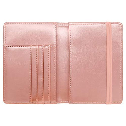 Coco Rossi Passport Holder for Travel Women Slim RFID Passport Cover Wallet - color: Glitter Rose