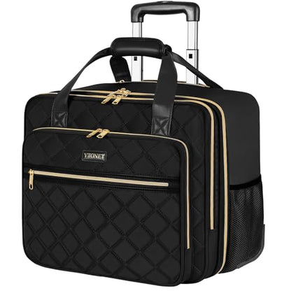 Ytonet Rolling Laptop Bag Women, 17.3 Inch Rolling Briefcase for Women - color: Black, size: Large