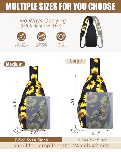 Pritent Crossbody Bags for Women Men Trendy Sling Bag Backpack Casual Chest Bag with Convertible Shoulder Strap - color: Sunflower, size: Medium