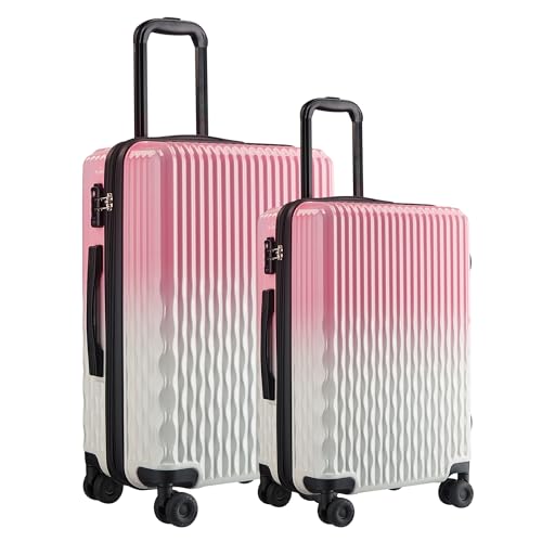 Luggage Sets 2 Piece Expandable Suitcase with Spinner Wheels, PC+ABS Hardside Lightweight Suitcase with TSA Lock - color: Blush Cloud, size: 2 Piece Set (20/24inch)