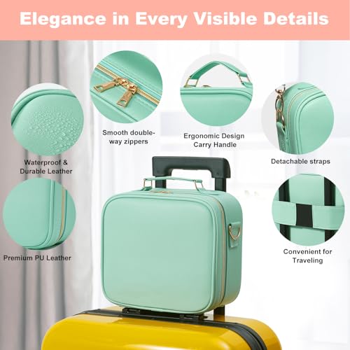 Mocado Travel Makeup Bag with Mirror Travel Makeup Organizer Makeup Case - color: Powdery Green