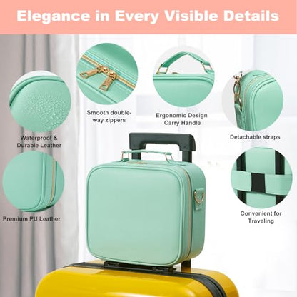 Mocado Travel Makeup Bag with Mirror Travel Makeup Organizer Makeup Case - color: Powdery Green