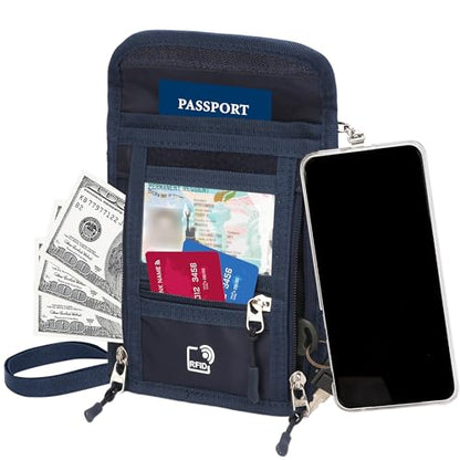 PACMAXI Passport Holder for Travel, RFID Neck Wallet Secure Neck Pouch