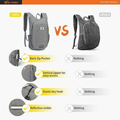 SKYSPER Small Daypack 10L/15L/20L Hiking Backpack Packable Lightweight Travel Day Pack for Women Men - color: Grey, size: 10l