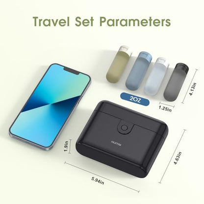 Travel Bottles TSA 4x2oz With Case Leak-Proof Black - color: Black