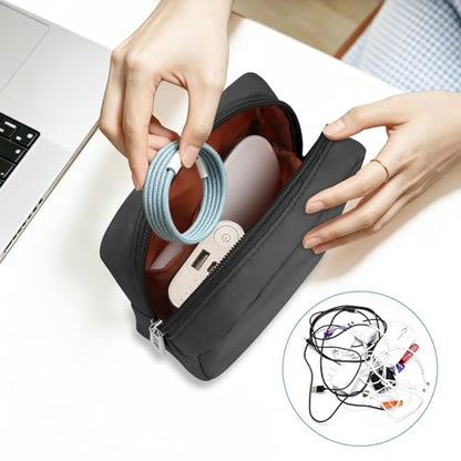 Electronics Travel Organizer, Small Tech Pouch for Cables & Chargers - color: Black