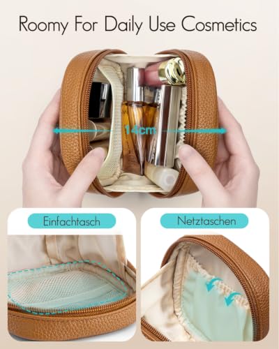 VLANDO Makeup Bag for Purse,Toiletry Pouch with Inner Pockets,Coconut Brown - color: Mini-Lychee Brown