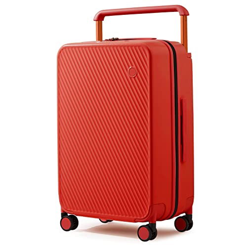 mixi Luggage Suitcases With Spinner Wheels,Upgrade Wide Handle PC Hardshell Rolling Travel Suitcase with TSA Lock, Checked-Medium 24-Inch, Red - color: Red, size: 24-inch Standard
