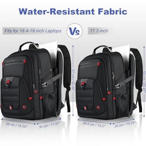 Z-MGKISS Extra Large Backpack for Men,Gaming Travel Bag Fit 18.4-19" Laptop - color: Black, size: 18.4 Inch (22''x15''x12'')