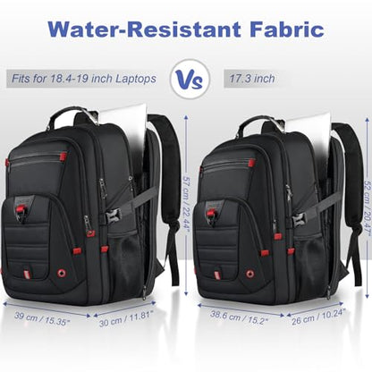 Z-MGKISS Extra Large Backpack for Men,Gaming Travel Bag Fit 18.4-19" Laptop - color: Black, size: 18.4 Inch (22''x15''x12'')