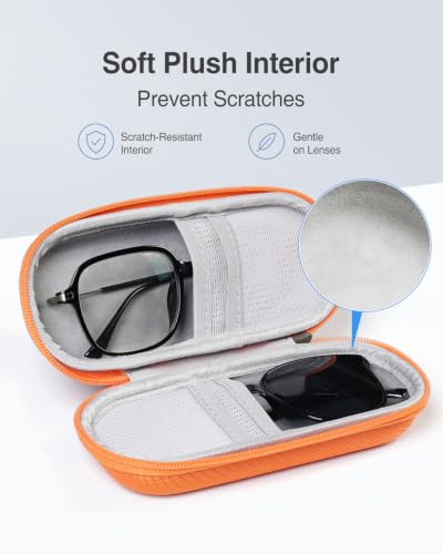 Luxtude Double Glasses Case, Double Eyeglass Case Travel Sunglass Organizer - color: Orange
