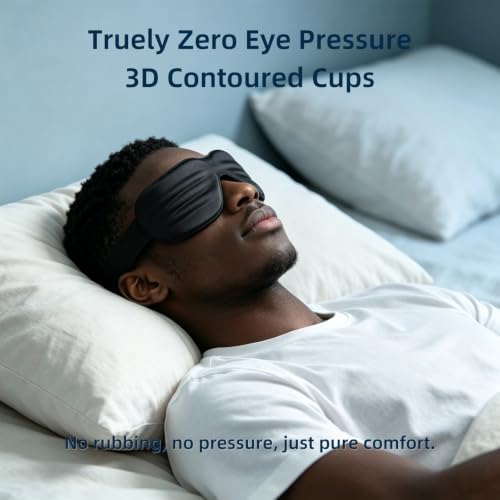 Sleep Mask for Men Women, Zero Pressure 3D Blackout Eye Mask - color: Deep Black