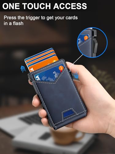 Wallet for Men RFID Wallet with 2 ID Windows & Money Clip, Slim Card Holder - color: Navy