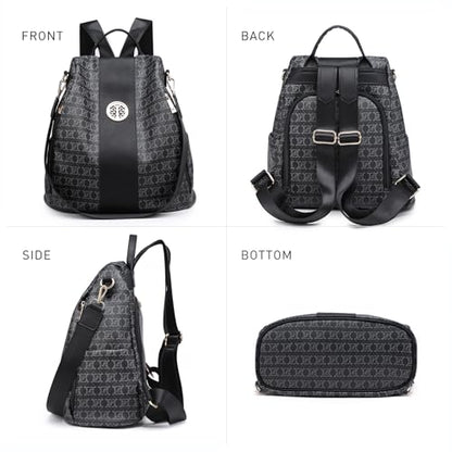 Women Backpack Purse Anti Theft Convertible Leather Travel Shoulder Bag - color: 0-black