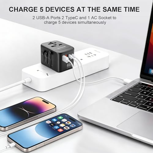 Realmade 45W GaN PD Travel Adapter 5-Port EU UK US AU Plug Black - color: Black, size: 45W