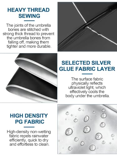 Kalolary 55/62 Inch Large Golf Umbrella UV Protection Compact Umbrella - color: Silver