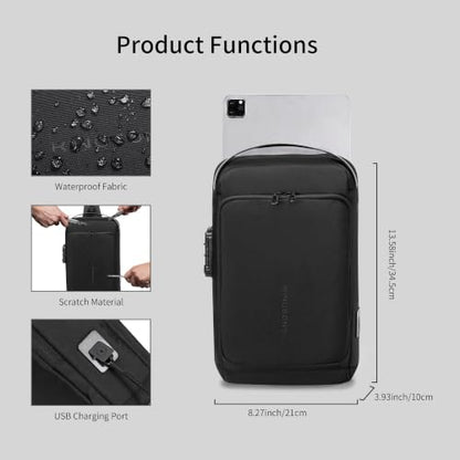 VGOAL Anti‑Theft Sling Bag USB Charging Chest Bag For Daily Commute - color: Ks3331-black