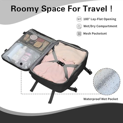 Travel Carry On Backpack for Women, TSA Approved 15.6" Laptop Daypack - color: Black, size: Large