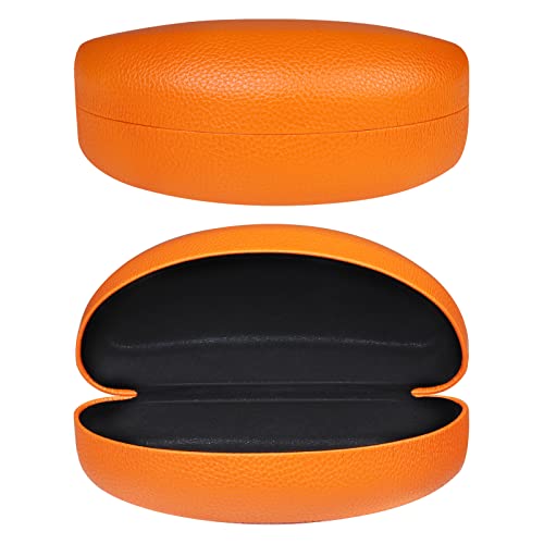 molshine Hard Shell Sunglasses Case,Classic Large Glasses Case for Sunglass,Eyeglasses with Cleaning Cloth,Pouch - color: Orange