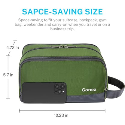 Gonex Travel Toiletry Bag for Men, Water Resistant Dopp Kit for Toiletries - color: Olive Green