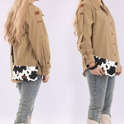 Wrangler Cow Print Womens Wristlet Wallet RFID Blocking Bifold Clutch Credit Card Holder Purse - color: A-cow Black