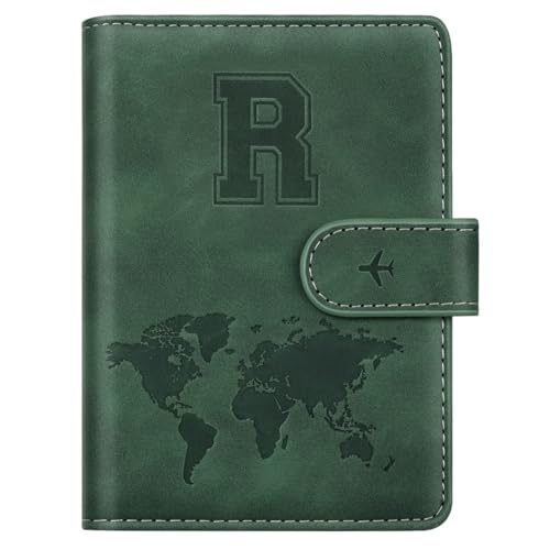 Passport Holder Wallet Cover Personalized Initial Travel Essentials - color: Pine Green, size: R