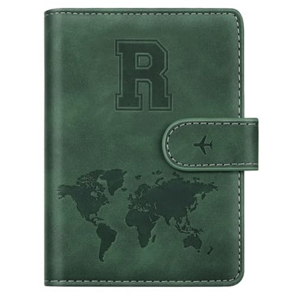 Passport Holder Wallet Cover Personalized Initial Travel Essentials - color: Pine Green, size: R