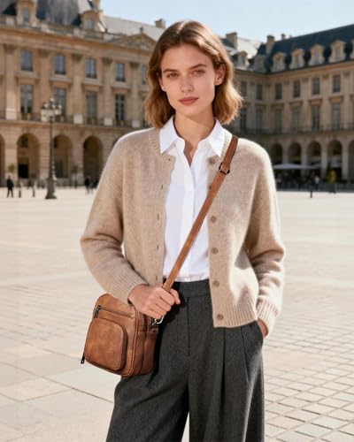 FADEON Small Purses for Women Crossbody Bags, RFID Anti-Theft 4 Card Slots - color: 1 Brown Retro Style