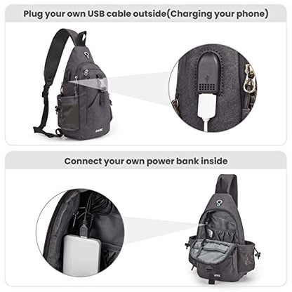 G4Free Canvas Crossbody Sling Bag with RFID Blocking for Women Men - color: Dark Grey