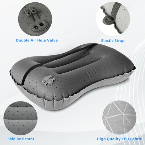 Crisonky Camping Pillow,Ultralight Inflatable Travel Pillow for Backpacking - color: Light Grey