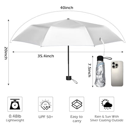 40/42/46/50inch UPF 50+ Sun Umbrella UV Protection UV Umbrellas - color: Silver/Pink-mini manual, size: 40inch