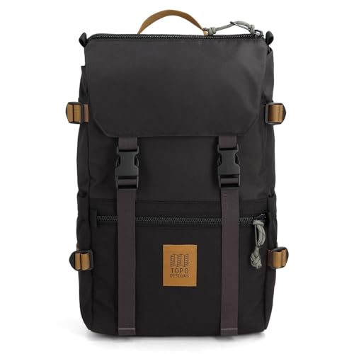 Topo Designs Rover Pack 클래식 백팩, EDC + 통근 가방, 1000D 나일론, 블랙/뉴트럴, 클래식 - color: 블랙/뉴트럴