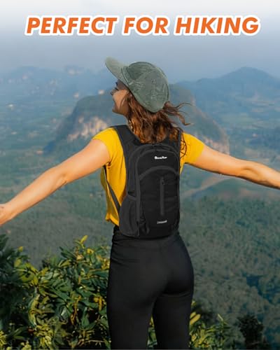 Seektop Small Hiking Backpack Expandable 12L-15L - color: Black