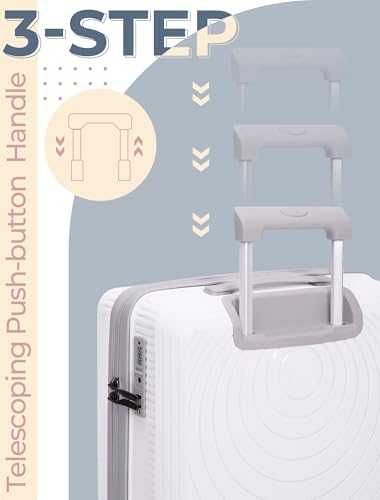 CONCEPTEN Luggage Sets 3 Piece, PP Hardshell Suitcases Set with Wheels - color: White, size: 3 Piece Sets (21/Db/Tb)