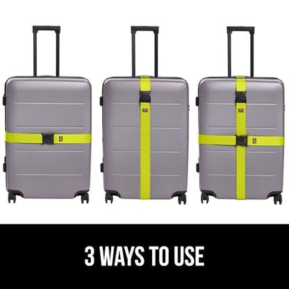 GORILLA GRIP Heavy Duty Luggage Straps for Suitcase, 2 Pack, Yellow - color: Yellow
