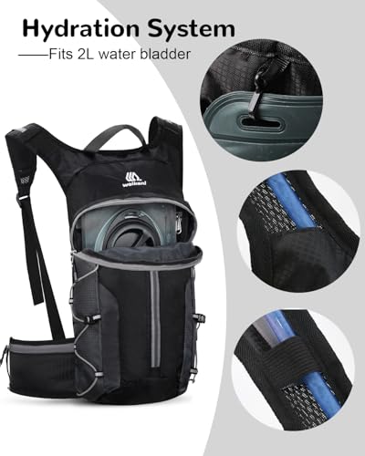 Foldable Cycling Backpack for Men Women, Small Packable Waterproof Hiking Daypack with Waist Belt, 6L Lightweight Mountain Bicycle Backpack fit Helmet for MTB Biking Skiing Climbing, Black - color: Black