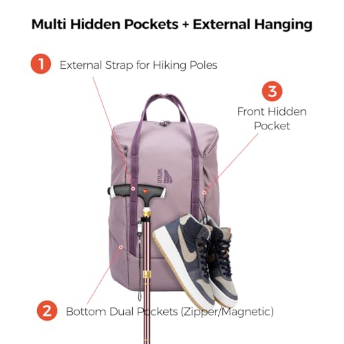INUK Travel Laptop Backpack, 25L Recycled Waterproof Light Daypack - color: Misty Purple