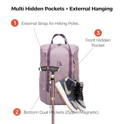 INUK Travel Laptop Backpack, 25L Recycled Waterproof Light Daypack - color: Misty Purple