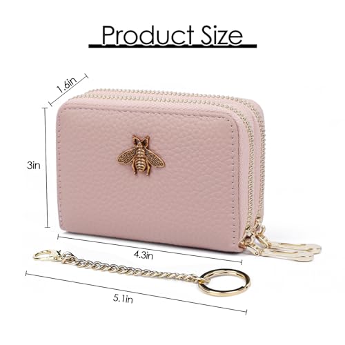 imeetu RFID Credit Card Holder, Small Card Wallet Women, Leather Card Case - color: Max - Pink, size: Max
