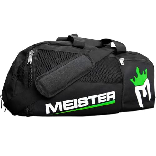Meister Vented Convertible Duffel/Backpack Gym Bag - Ideal Carry-On - color: Black w/ Electric Green