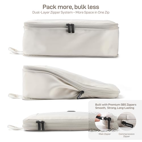 EPICKA TripCozy Compression Packing Cubes, 4 Set, Beige - color: Beige, size: Set of 4