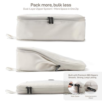 EPICKA TripCozy Compression Packing Cubes, 4 Set, Beige - color: Beige, size: Set of 4