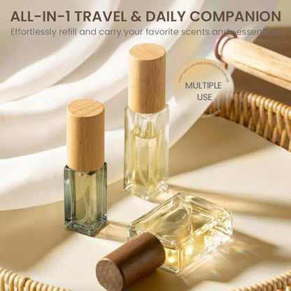 Perfume Atomizer, Refillable Spray Perfume Bottles 5pcs 0.5oz/15ml - color: Walnut 5pcs 15ml/0.5oz