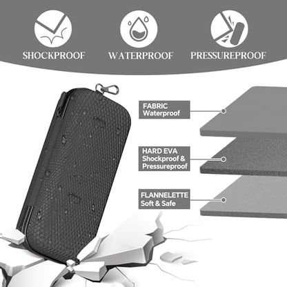 Double Oversized Eyeglasses Case Dual Sunglasses Case Hard Shell Glasses Case with Clip Metal Carabiner Travel - color: Black