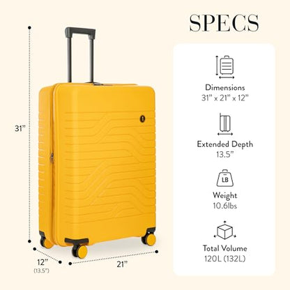 Bric's B|Y Ulisse Checked Luggage with Spinner Wheels – Expandable Lightweighted Hard Shell Suitcase, TSA Combination Lock - Removeable Wash Bag Included - 30 Inch, Mango - color: Mango, size: Checked-large