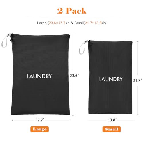 WiseBoy 2-Pack Travel Laundry Bags, Washable Wet Dry Bags for Gym, Black - color: Black